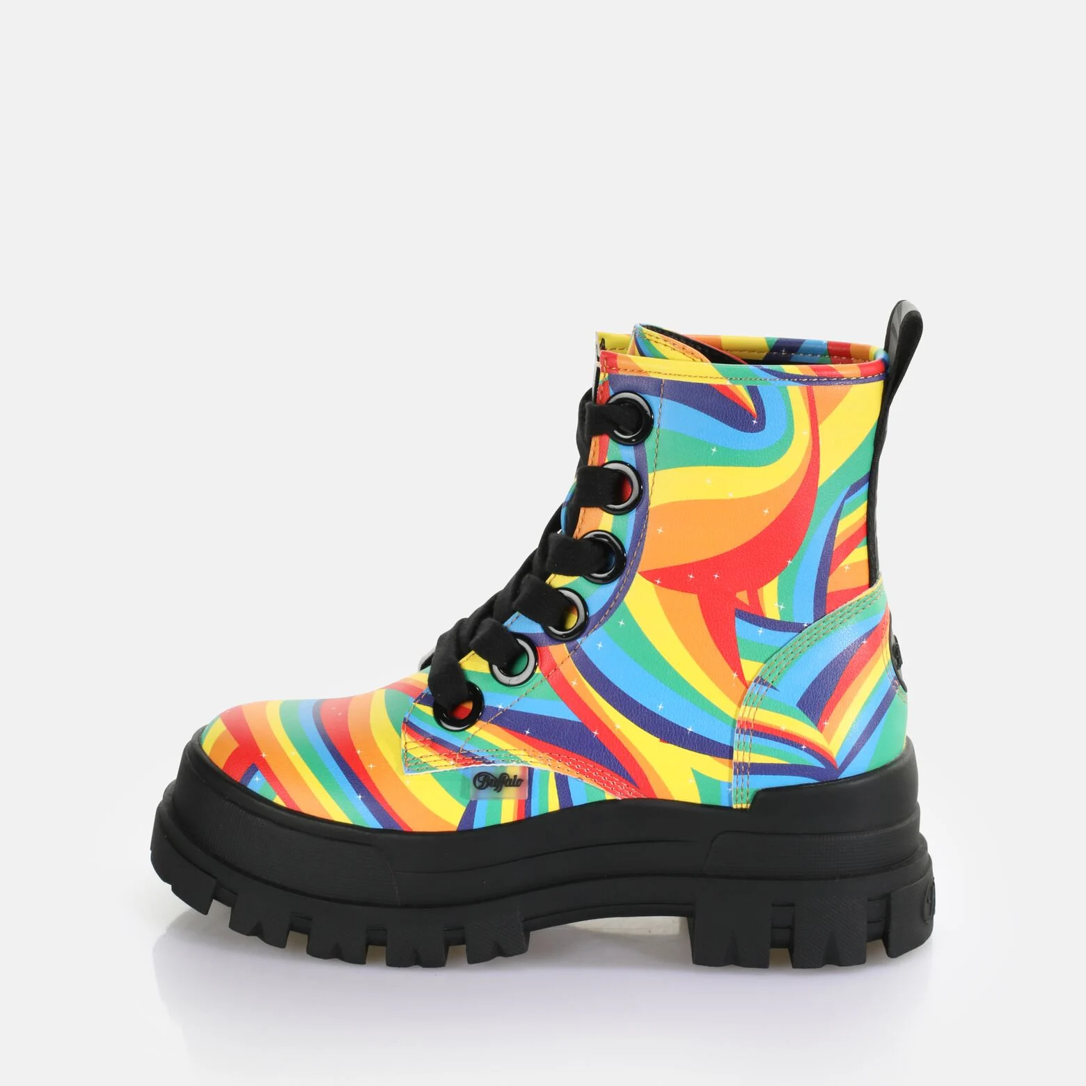 BUFFALO Aspha Lace Up Hi - Vegan Nappa - Black Rainbow 39.