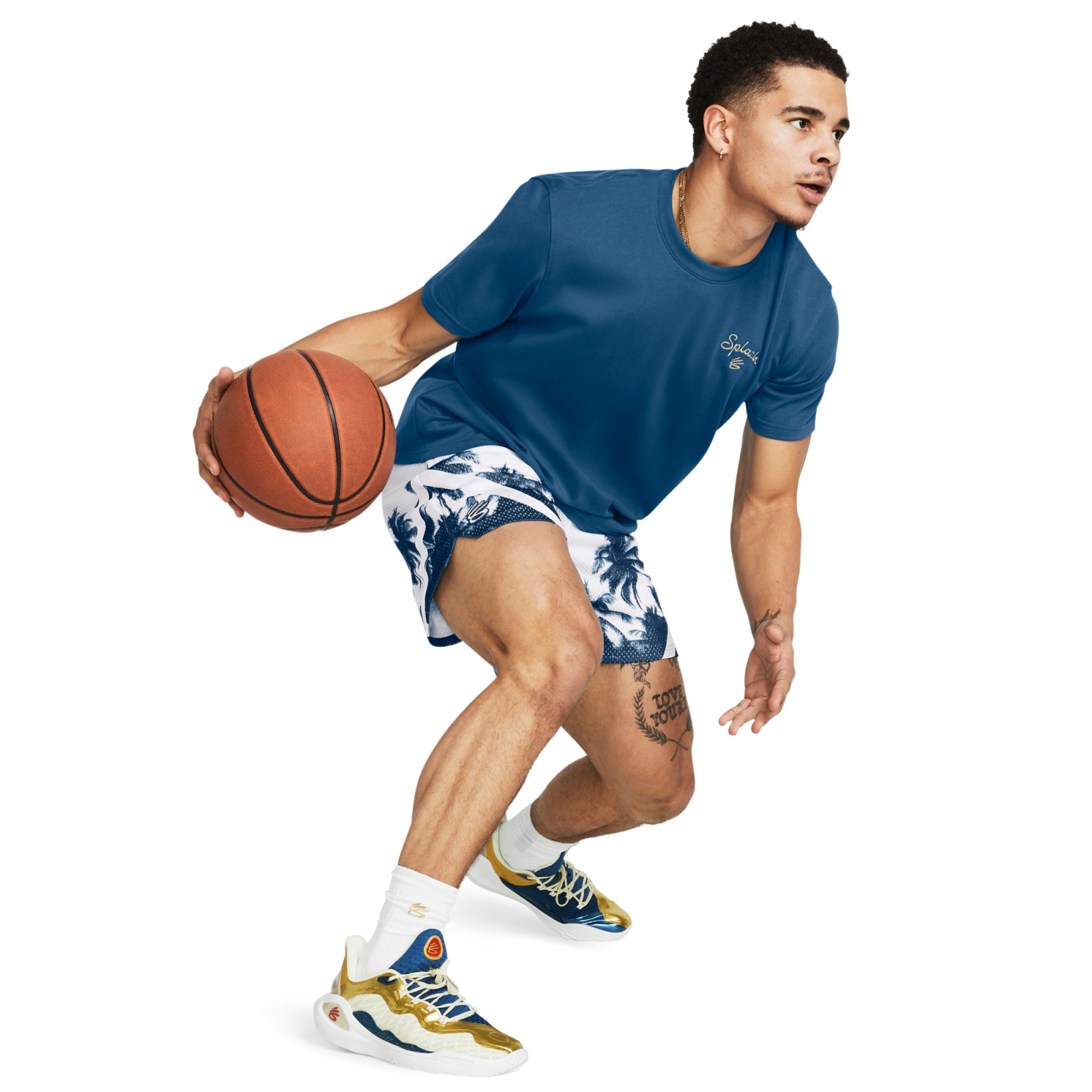 UNDER ARMOUR Curry Emb Splash Tee-BLU S.